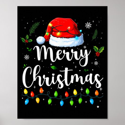 Merry Christmas Red Santa Hat Reindeer Xmas Matchi Poster (Vorne)