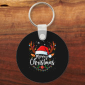 Merry Christmas Red Santa Hat Reindeer Xmas Matchi Schlüsselanhänger (Vorderseite)