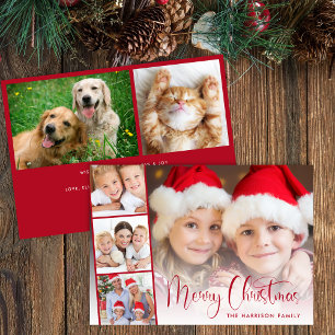 Merry Christmas Red Script Foto Strip Feiertagskarte