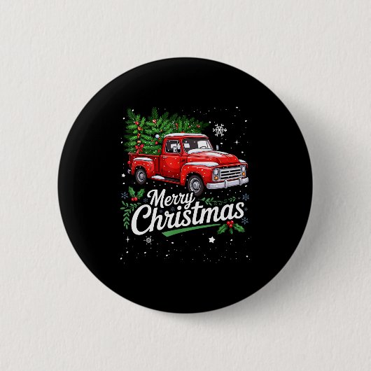Merry Christmas Red Truck Family Matching Christma Button (Vorderseite)