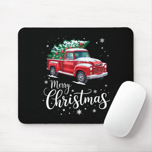 Merry Christmas Red Truck Family Matching Christma Mousepad (Mit Mouse)