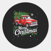 Merry Christmas Red Truck Family Matching Christma Runder Aufkleber (Vorderseite)