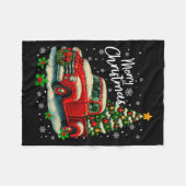 Merry Christmas Red Truck Funny Xmas Tree Family M Fleecedecke (Vorderseite (Horizontal))