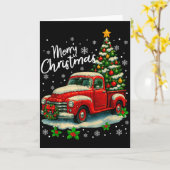 Merry Christmas Red Truck Funny Xmas Tree Family M Karte (Gelbe Blume)