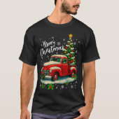 Merry Christmas Red Truck Funny Xmas Tree Family M T-Shirt (Vorderseite)