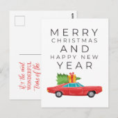 MERRY CHRISTMAS Red Vintage Car Postkarte (Vorne/Hinten)