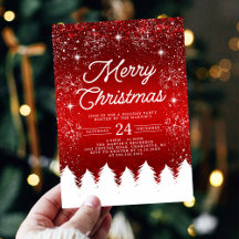 Merry Christmas Red & White Snowflakes Party