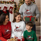 Merry Christmas Reindeer Antlers & Santa Hat T-Shi T-Shirt