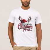 Merry Christmas Reindeer Antlers & Santa Hat T-Shi T-Shirt (Vorderseite)