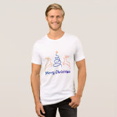 Merry Christmas Reindeer Art Tri-Blend T-Shirt | F Tri-Blend Shirt (Vorderseite voll)