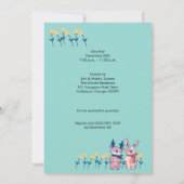 Merry Christmas – Reindeer & Bunny on Teal Einladung (Rückseite)