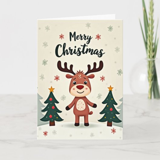 Merry Christmas Reindeer Card Karte (Vorderseite)