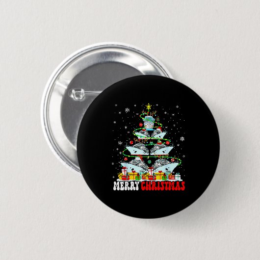 Merry Christmas Reindeer Elf Santa Cruise Ships Xm Button (Vorne & Hinten)
