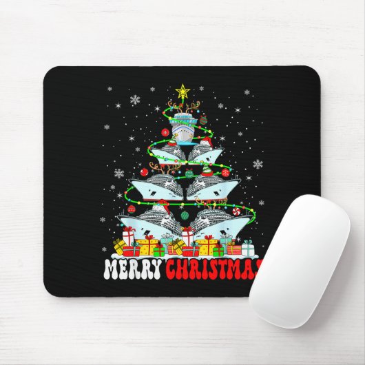 Merry Christmas Reindeer Elf Santa Cruise Ships Xm Mousepad (Mit Mouse)