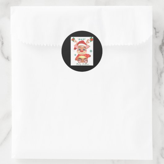 Merry Christmas Reindeer Festive Fun Toddler Runder Aufkleber (Tasche)