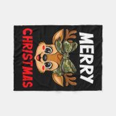 Merry Christmas Reindeer Girls Kids Camo Bow Pajam Fleecedecke (Vorderseite (Horizontal))