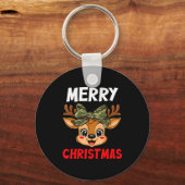 Merry Christmas Reindeer Girls Kids Camo Bow Pajam Schlüsselanhänger (Vorderseite)