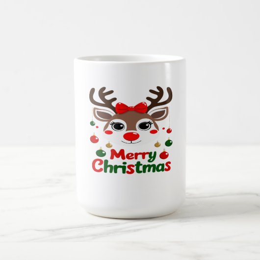 Merry Christmas – Reindeer Lights & Cheer Kaffeetasse (Mittel)