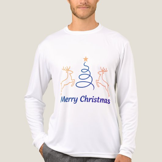 Merry Christmas Reindeer Long Sleeve Tri-Blend Shi Shirt (Vorderseite)