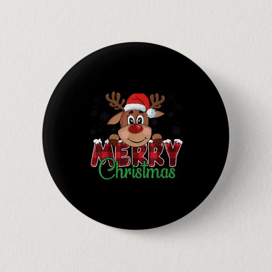 Merry Christmas Reindeer Men Women Family Matching Button (Vorderseite)