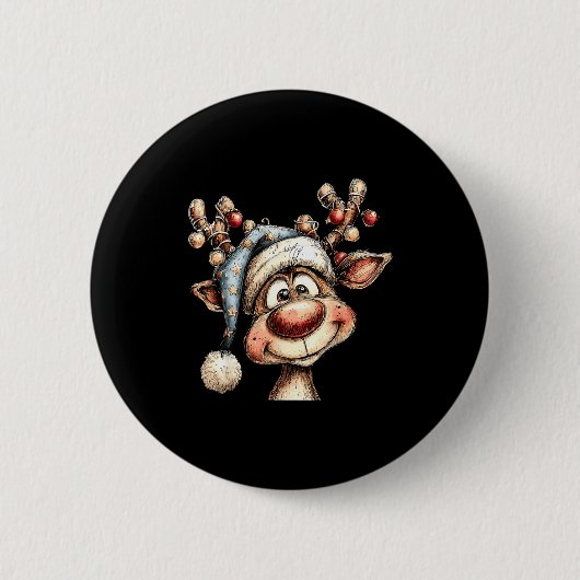 Merry Christmas Reindeer Men Women Family Matching Button (Vorderseite)