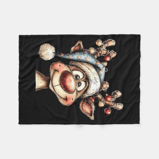 Merry Christmas Reindeer Men Women Family Matching Fleecedecke (Vorderseite (Horizontal))