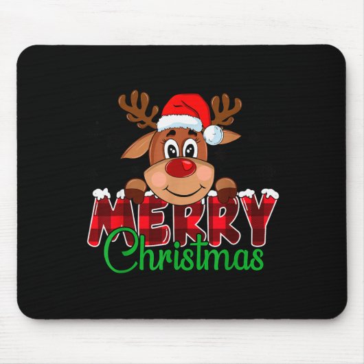 Merry Christmas Reindeer Men Women Family Matching Mousepad (Vorne)