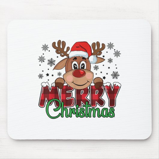 Merry Christmas Reindeer Men Women Family Matching Mousepad (Vorne)