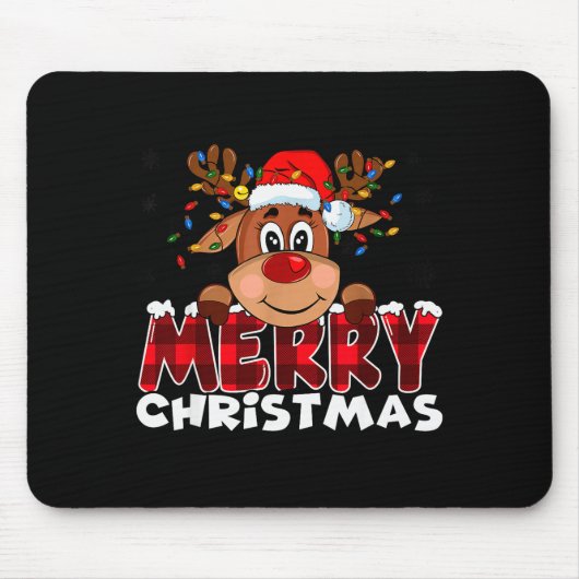 Merry Christmas Reindeer Men Women Family Matching Mousepad (Vorne)