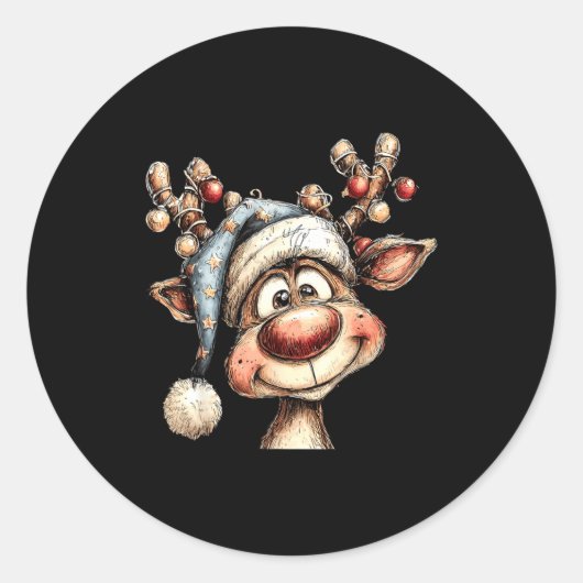 Merry Christmas Reindeer Men Women Family Matching Runder Aufkleber (Vorderseite)