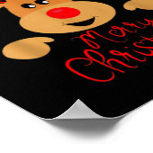 Merry Christmas Reindeer Men Women Kids Matching R Poster (Ecke)