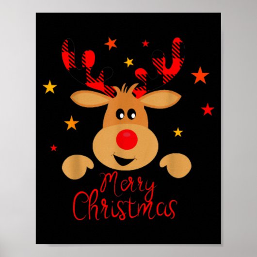 Merry Christmas Reindeer Men Women Kids Matching R Poster (Vorne)