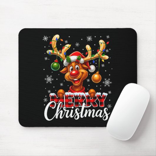 Merry Christmas Reindeer Plaid Pajamas Xmas Shirts Mousepad (Mit Mouse)