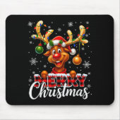 Merry Christmas Reindeer Plaid Pajamas Xmas Shirts Mousepad (Vorne)