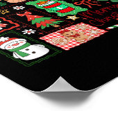 Merry Christmas Reindeer Santa Snowman Coquette Bo Poster (Ecke)