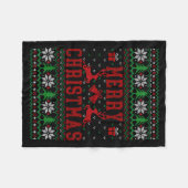 Merry Christmas Reindeer Snowflake Ugly Christmas Fleecedecke (Vorderseite (Horizontal))