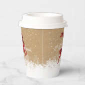 Merry Christmas Reindeer Tartan Red/Kraft ID590 Pappbecher (Rechts)