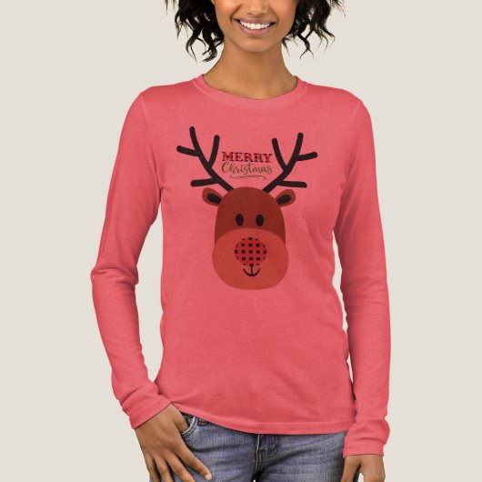 Merry Christmas Reindeer Tri-Blend Shirt (Vorderseite)