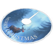 Merry Christmas Reindeer Winter Wonderland Polyester Weihnachtsbaumdecke (Schrägansicht)