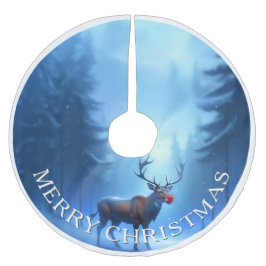 Merry Christmas Reindeer Winter Wonderland Polyester Weihnachtsbaumdecke