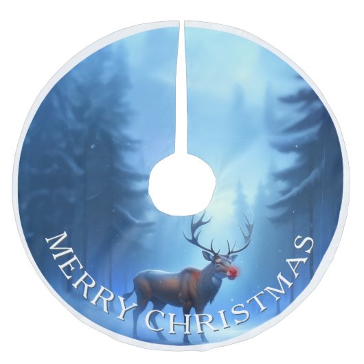 Merry Christmas Reindeer Winter Wonderland Polyester Weihnachtsbaumdecke (Vorderseite)