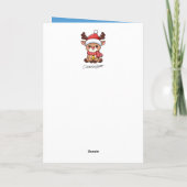 Merry Christmas Reindeer With Santa Hat Custom Karte (Rückseite)