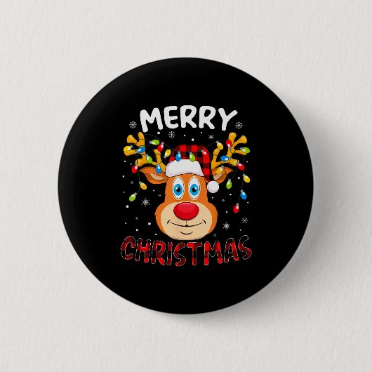 Merry Christmas Reindeer Xmas Family Men Women Kid Button (Vorderseite)