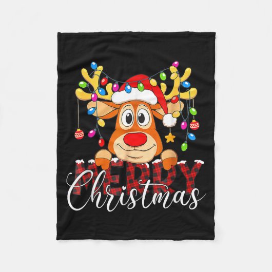 Merry Christmas Reindeer Xmas Family Pajamas Buffa Fleecedecke (Vorderseite)