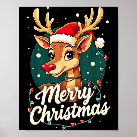 Merry Christmas Reindeer Xmas Family Winter Fun Poster (Vorne)