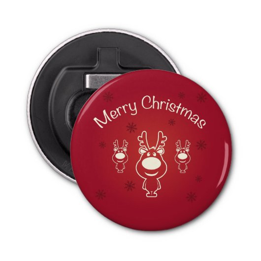 Merry Christmas Reindeers Flaschenöffner (Vorderseite)
