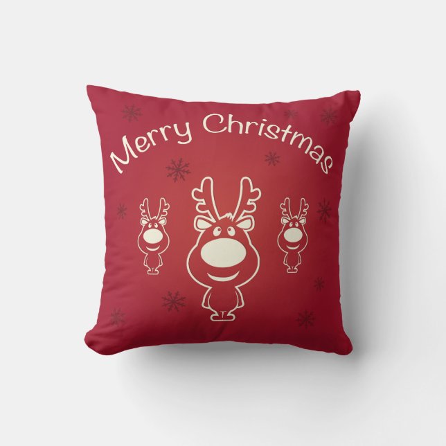Merry Christmas Reindeers Kissen (Vorderseite)