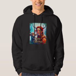 MERRY CHRISTMAS REINDEIN MIT GLÜCKLICHEM MÄDCHEN HOODIE