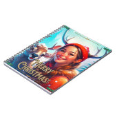 MERRY CHRISTMAS REINDEIN MIT GLÜCKLICHEM MÄDCHEN NOTIZBLOCK (Linke Seite)