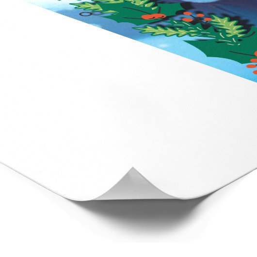 MERRY CHRISTMAS REINDEIN MIT GLÜCKLICHEM MÄDCHEN POSTER (Ecke)